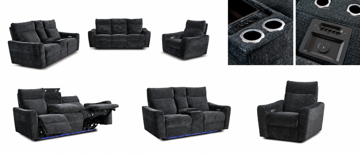 Milton Green 3-piece power reclining living room set and feature details