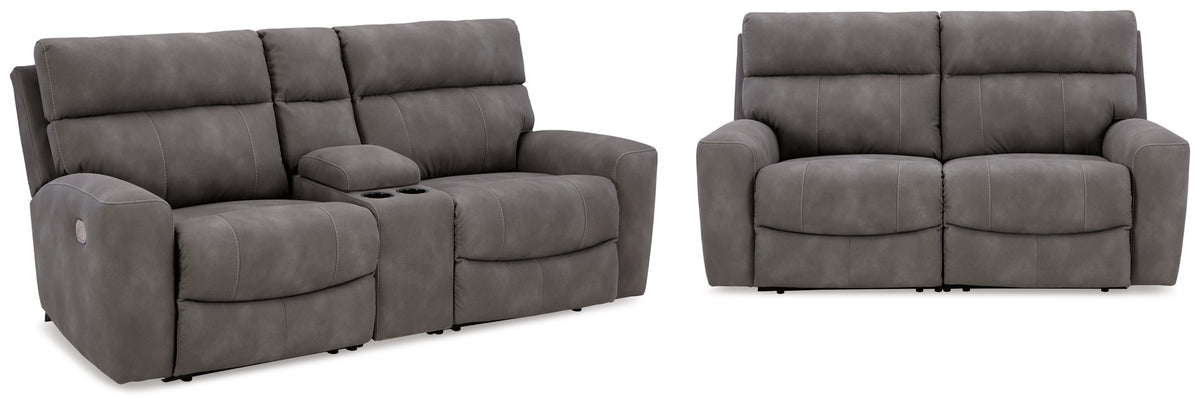 Next-Gen DuraPella Slate loveseat pair with console