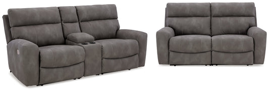 Next-Gen DuraPella Slate loveseat pair with console