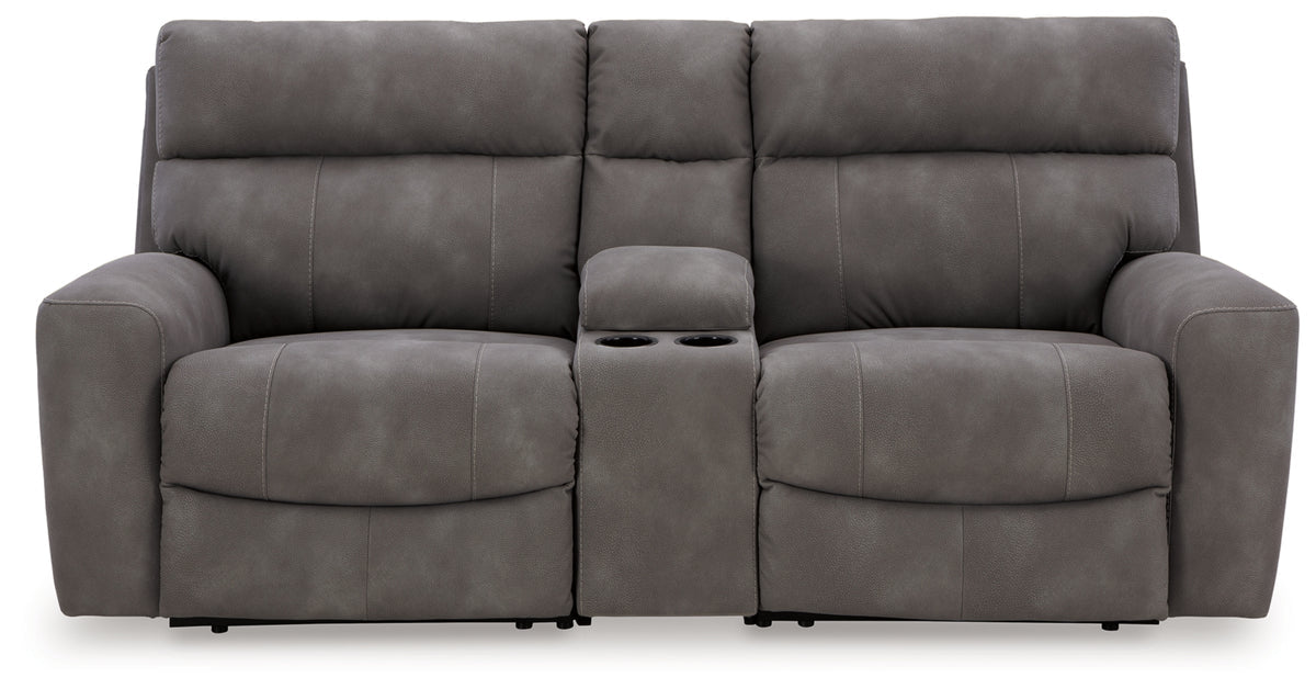 Next-Gen DuraPella Slate loveseat pair with console