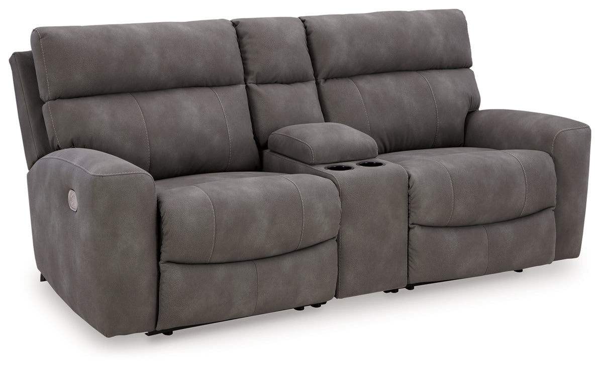 Next-Gen DuraPella Slate loveseat pair with console