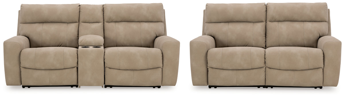 Next-Gen DuraPella Sand loveseat pair with console