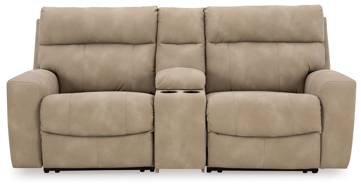 Next-Gen DuraPella Sand loveseat pair with console
