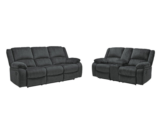Draycoll Reclining Sofa and Loveseat – Slate — product view 2