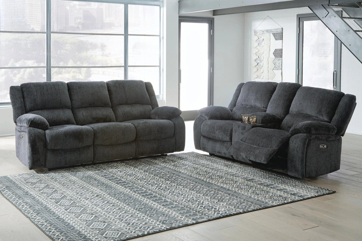Draycoll Reclining Sofa and Loveseat – Slate — product view 5