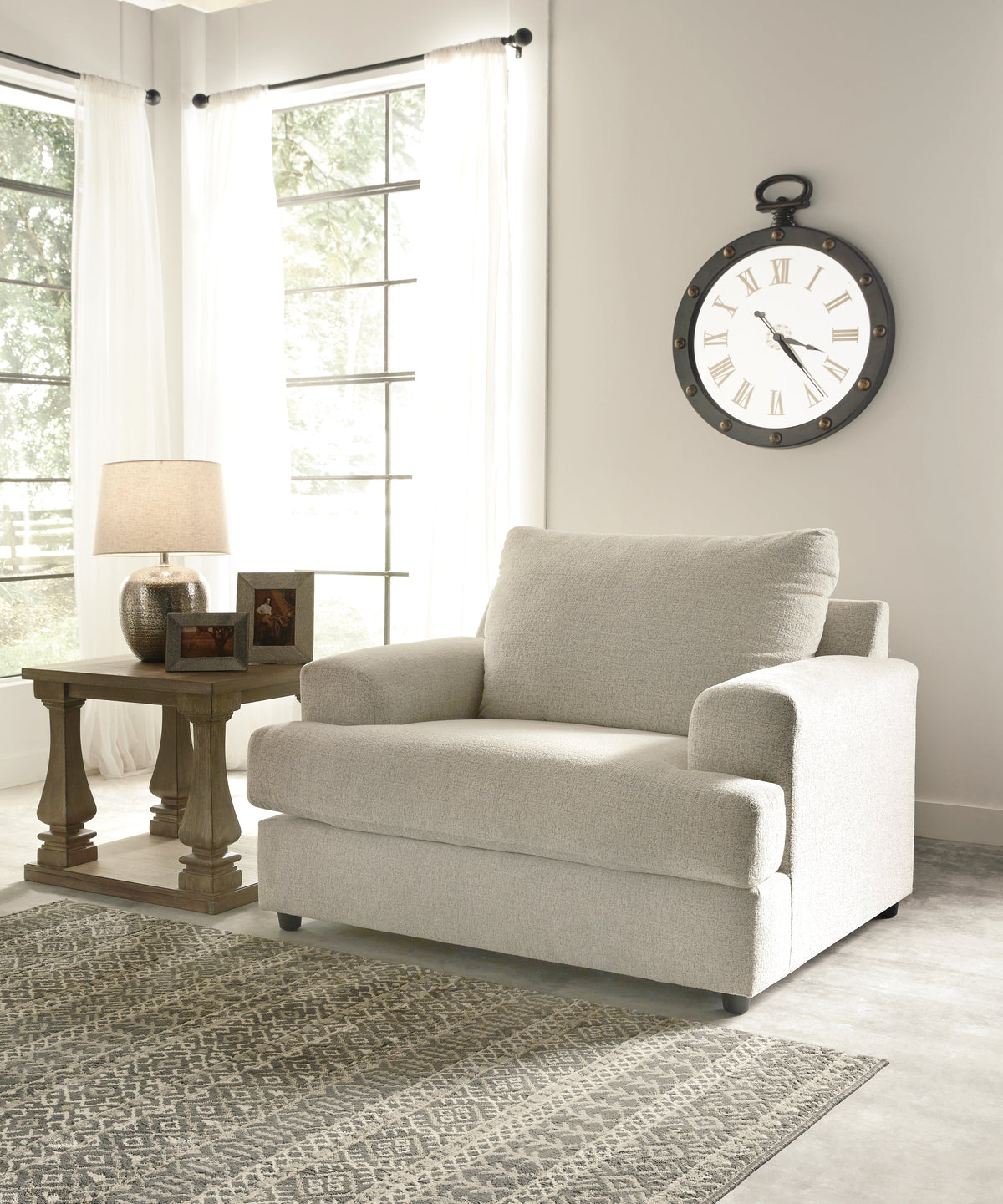 Soletren Chair and Ottoman – Stone — product view 2