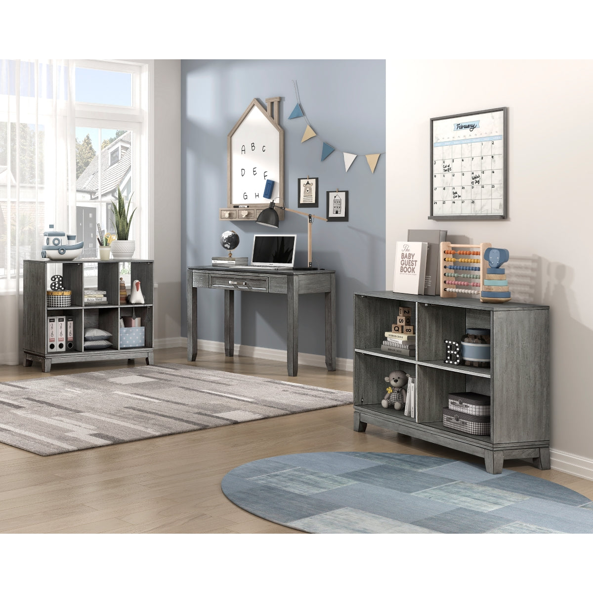 Garretson 1450-16 gray bookcase with desk