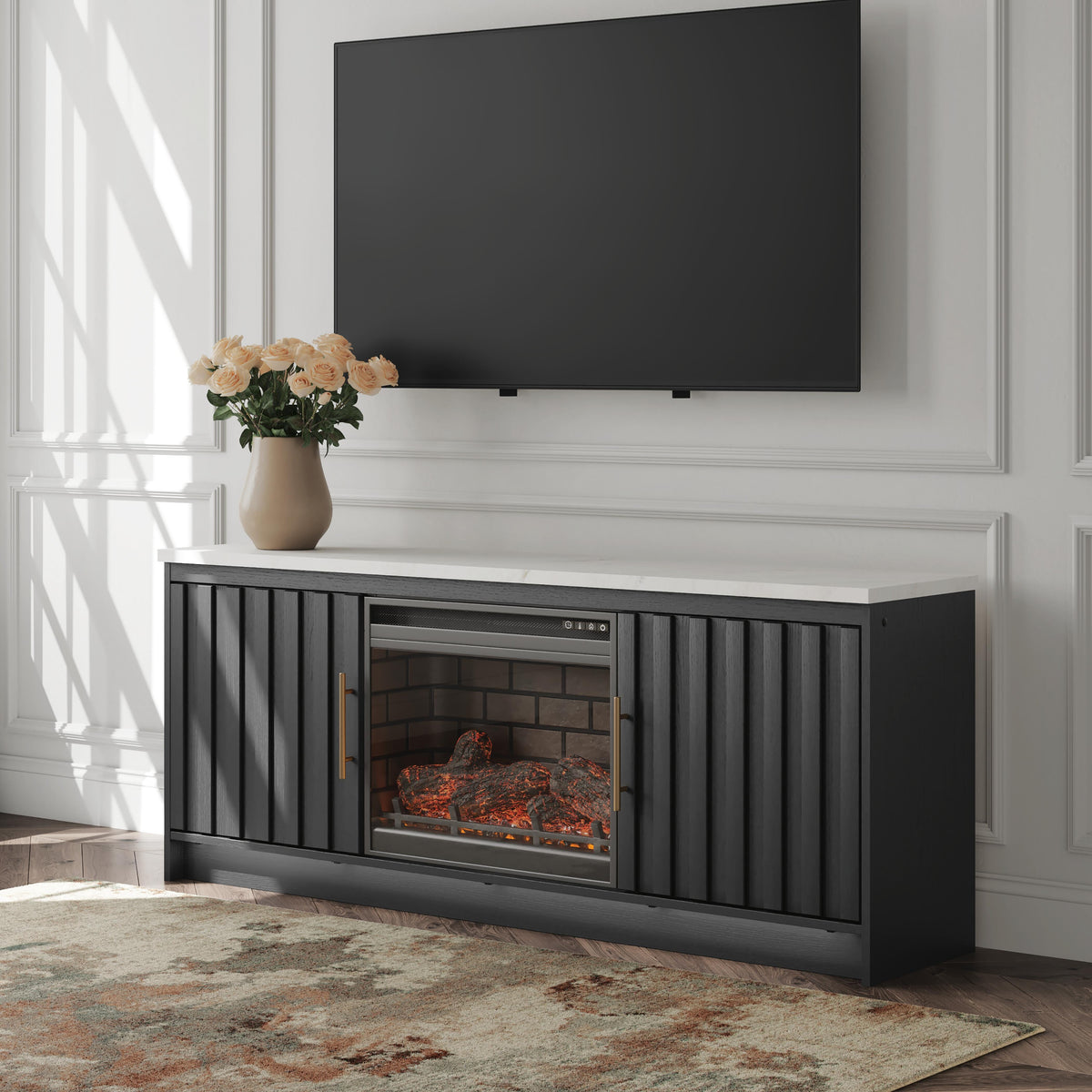Cadmori electric fireplace TV stand — log insert 1