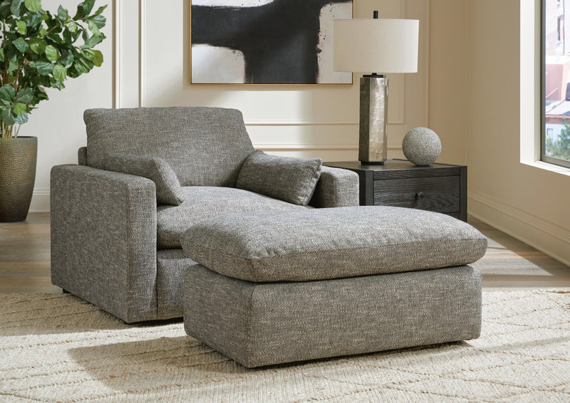 Dramatic Granite chair and ottoman