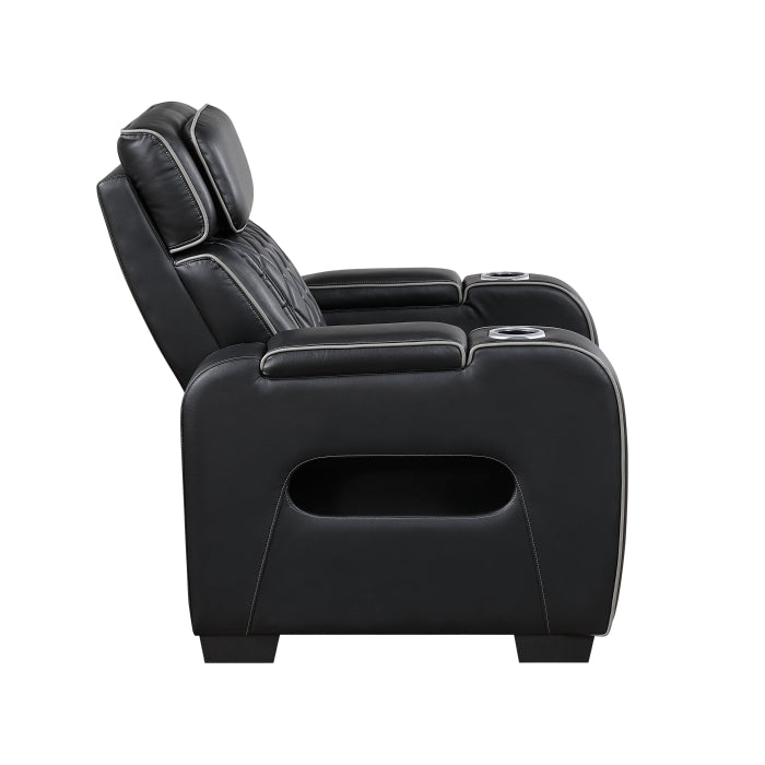 Fairway Power Recliner with Power Headrest & LED Lighting - Black - view 3
