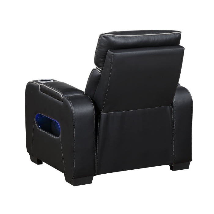 Fairway Power Recliner with Power Headrest & LED Lighting - Black - view 4