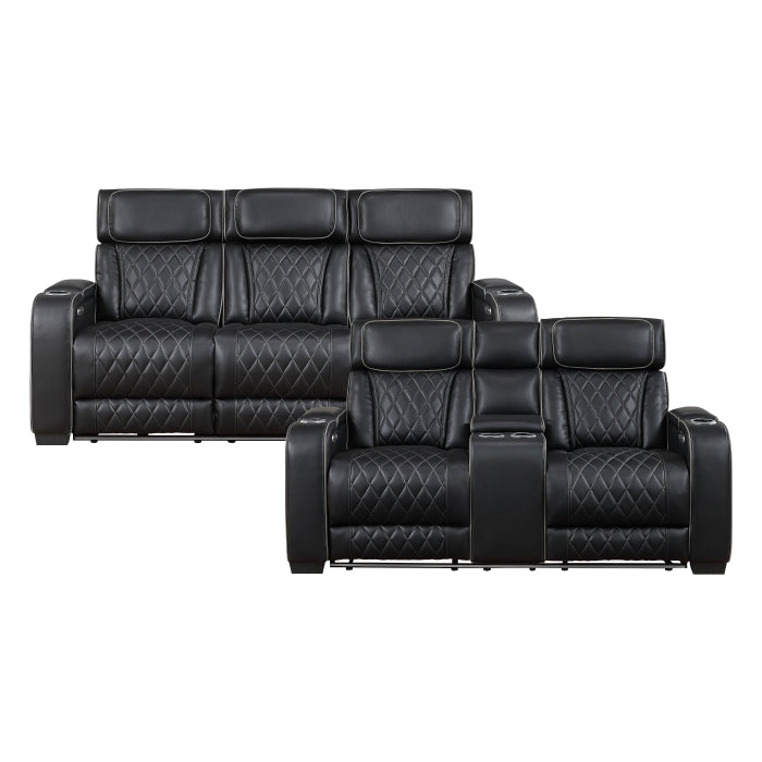 Fairway 2-Piece Power Reclining Sofa & Loveseat Set - Black - view 1