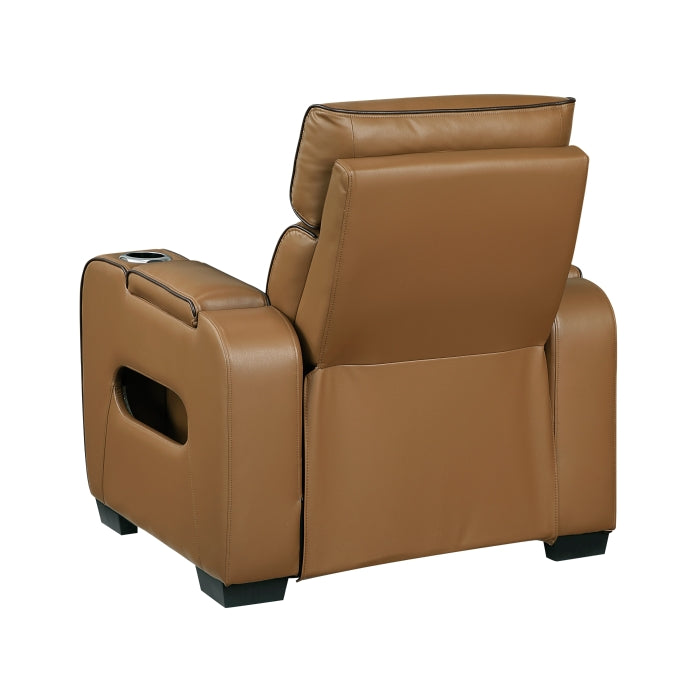 Fairway Power Recliner with Power Headrest & LED Lighting - Brown - view 4