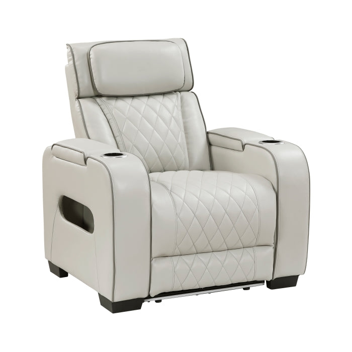Fairway Power Recliner with Power Headrest & LED Lighting - Taupe - view 2