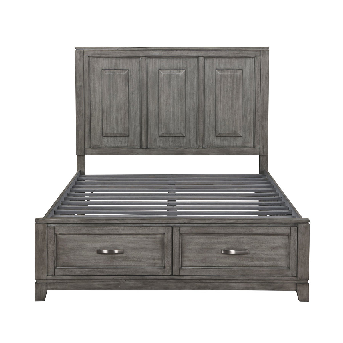 Garretson gray footboard storage detail