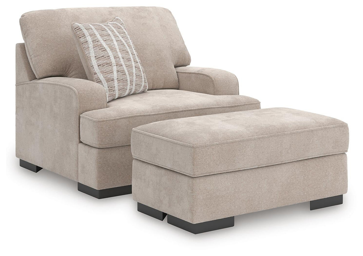High Profile chair and ottoman in taupe