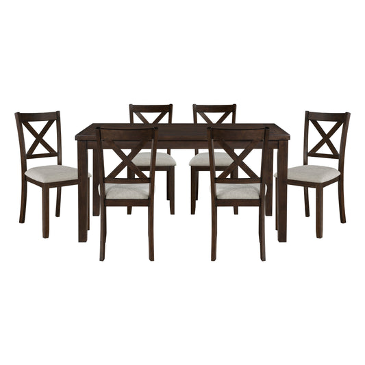 Challis 5905 dark cherry dining table with six chairs