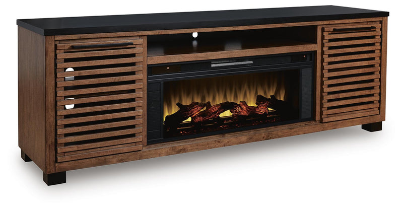 Kallari TV stand with electric fireplace — view 1