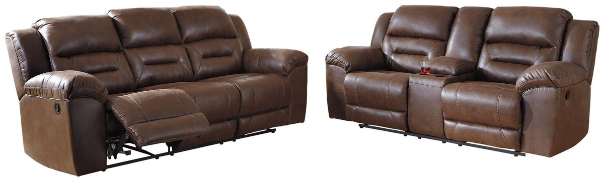 Stoneland Chocolate manual reclining sofa and loveseat