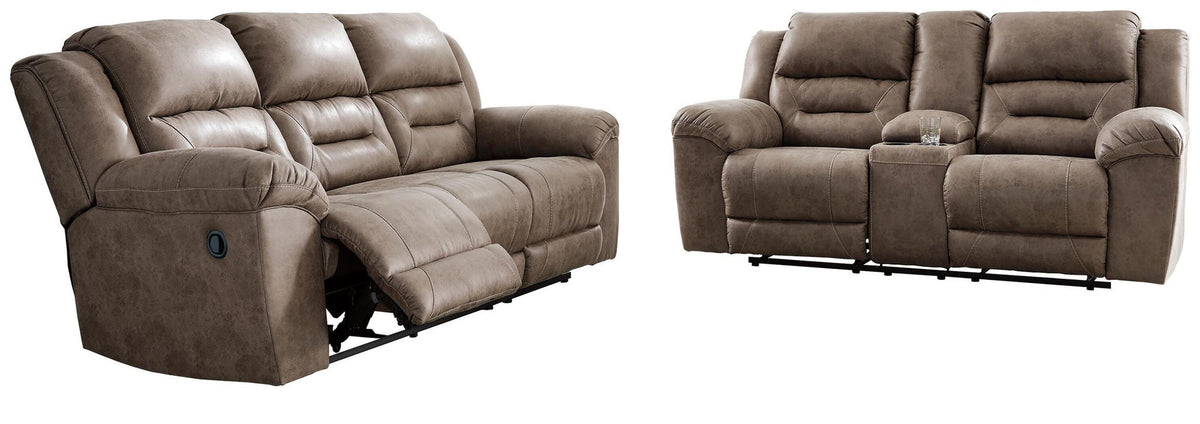 Stoneland Fossil manual reclining sofa and loveseat