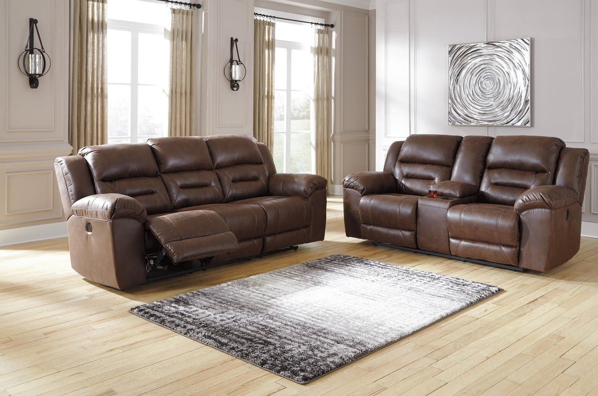 Stoneland Chocolate power reclining sofa and loveseat